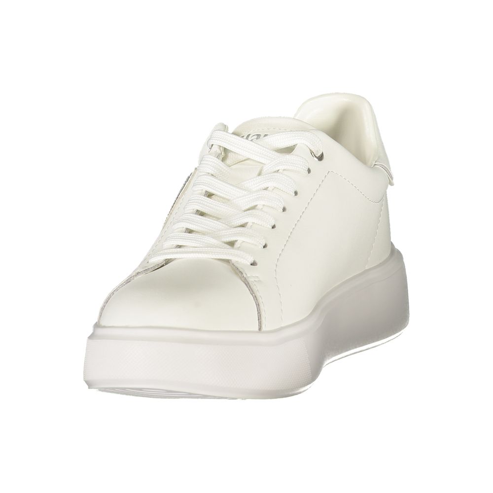Sneakers by Blauer for women in polyester polyurethane leather blue, silver & white presents a sumptuous silhouette from the Women's Low-Top Polyester Polyurethane Leather Sneakers collection, showcasing a sumptuous low-top style for an elevated aesthetic.