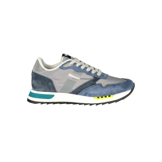 Athletic Sneakers by Blauer for men in polyester & polyurethane blue & gray showcases an impeccable silhouette, defined by an impeccable athletic style design that perfectly captures the essence of the Men's Athletic Polyester & Polyurethane Sneakers.