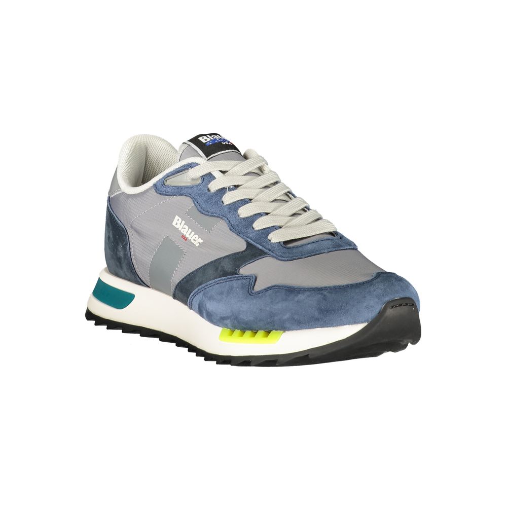 Athletic Sneakers by Blauer for men in polyester & polyurethane blue & gray presents a sleek silhouette, perfectly capturing the athletic style essence of Men's Athletic Polyester & Polyurethane Sneakers with its sleek design and premium finish.