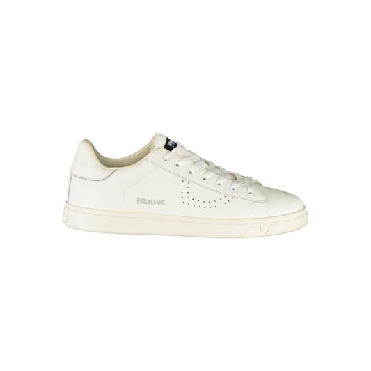 Athletic Sneakers by Blauer for men in polyester polyurethane leather blue & white showcases an impeccable silhouette, defined by an impeccable athletic style design that perfectly captures the essence of the Crisp Men's Athletic Polyester Polyurethane Leather Sneakers.
