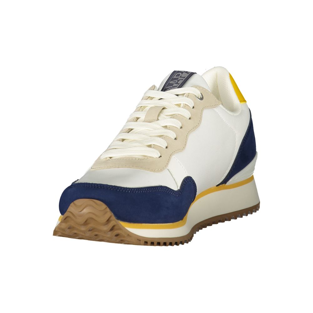 Athletic Sneakers Napapijri men polyester blue, ocher & print featuring a avant-garde Men's Athletic Polyester Sneakers design with a avant-garde athletic style for a refined finish.