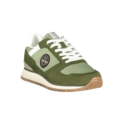 Athletic Sneakers by Napapijri for men in polyester dark-green & print presents a sleek silhouette, perfectly capturing the athletic style essence of Men's Athletic Polyester Sneakers with its sleek design and premium finish.