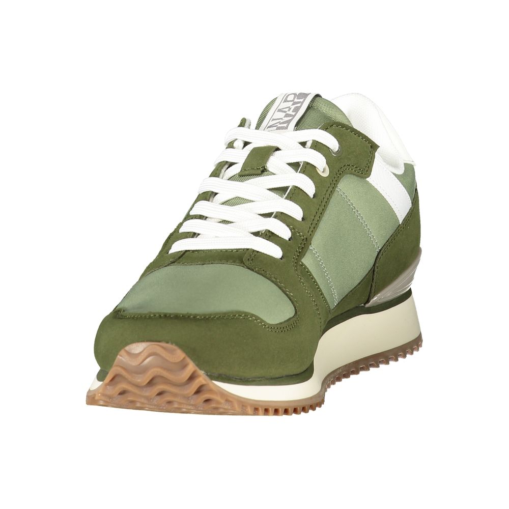 Athletic Sneakers by Napapijri for men in polyester dark-green & print showcases an impeccable silhouette, defined by an impeccable athletic style design that perfectly captures the essence of the Men's Athletic Polyester Sneakers.