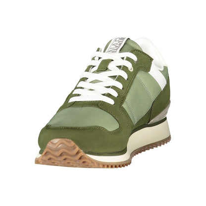 Athletic Sneakers by Napapijri for men in polyester dark-green & print showcases an impeccable silhouette, defined by an impeccable athletic style design that perfectly captures the essence of the Men's Athletic Polyester Sneakers.