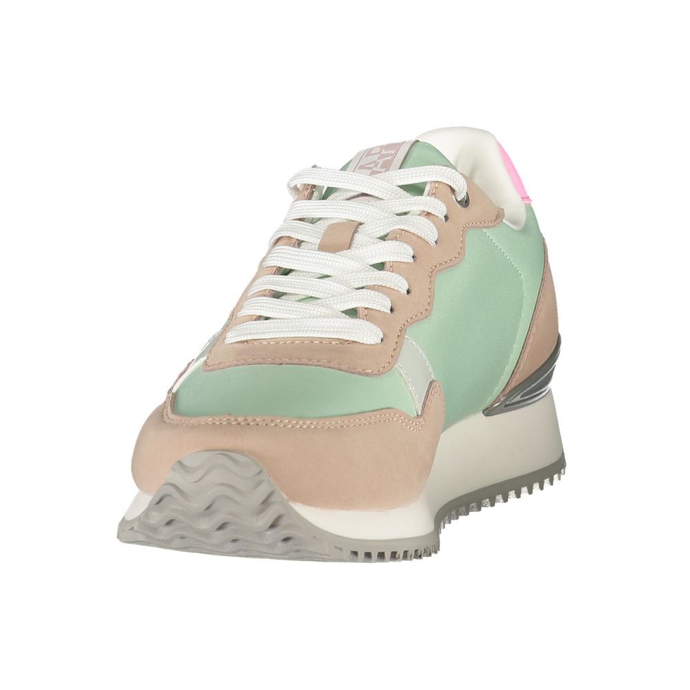 Athletic Sneakers by Napapijri for women in polyester fuchsia, green, pink & print presents a sleek silhouette, perfectly capturing the athletic style essence of Women's Athletic Polyester Sneakers with its sleek design and premium finish.