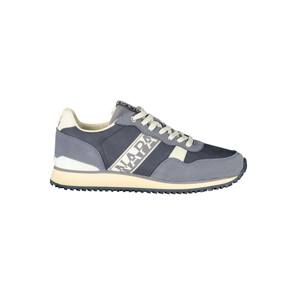 Athletic Sneakers by Napapijri for men in polyester blue, gray & print features an stately silhouette, showcasing the signature athletic style of the Men's Athletic Polyester Sneakers collection with a truly stately finish.