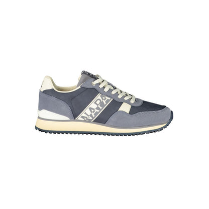 Athletic Sneakers by Napapijri for men in polyester blue, gray & print features an stately silhouette, showcasing the signature athletic style of the Men's Athletic Polyester Sneakers collection with a truly stately finish.