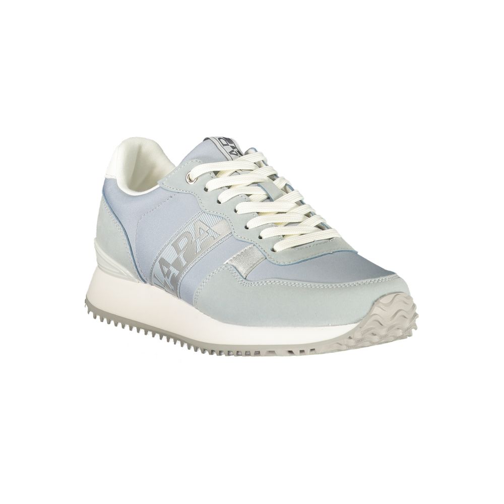 Athletic Sneakers by Napapijri for women in polyester blue, white & print presents a sleek silhouette, perfectly capturing the athletic style essence of Women's Athletic Polyester Sneakers with its sleek design and premium finish.