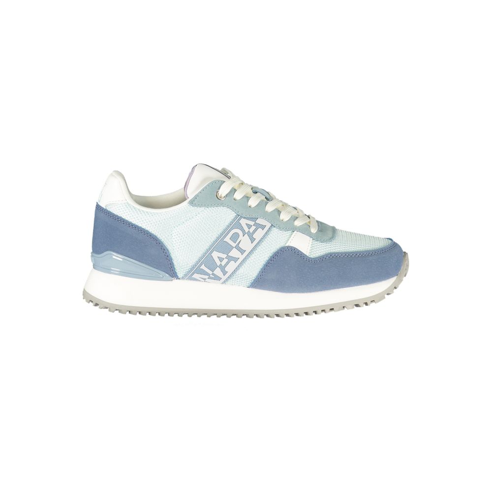 Athletic Sneakers by Napapijri for women in polyester blue & print presents a sleek silhouette, perfectly capturing the athletic style essence of Women's Athletic Polyester Sneakers with its sleek design and premium finish.