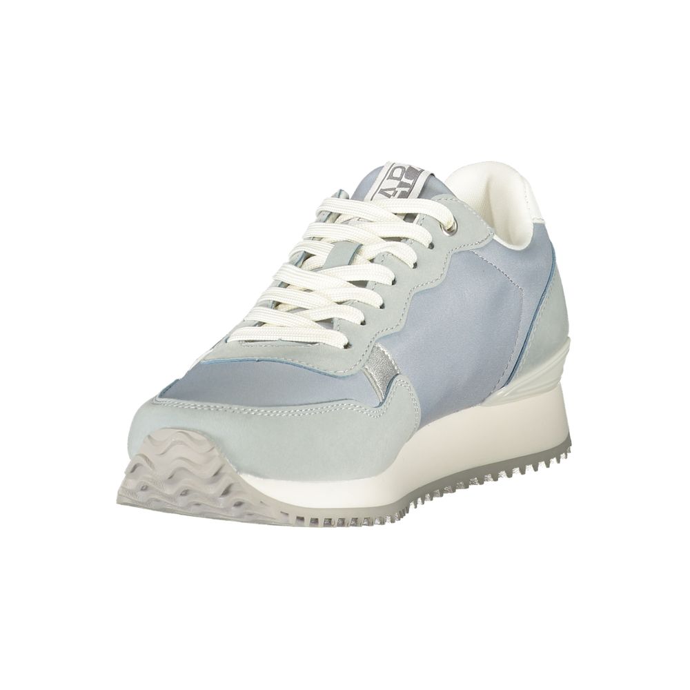 Athletic Sneakers by Napapijri for women in polyester blue, white & print showcases an impeccable silhouette, defined by an impeccable athletic style design that perfectly captures the essence of the Women's Athletic Polyester Sneakers.