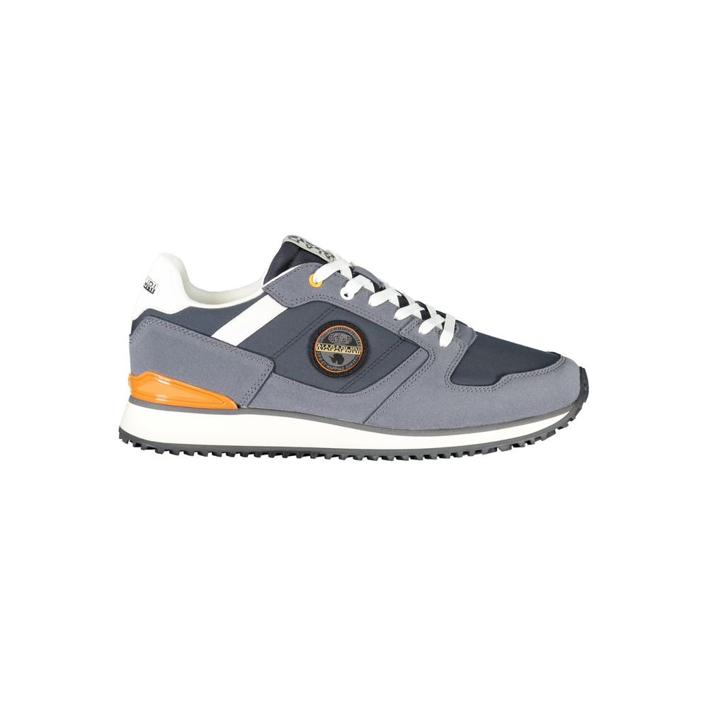 Athletic Sneakers by Napapijri for men in polyester denim blue & print presents a sleek silhouette, perfectly capturing the athletic style essence of Men's Athletic Polyester Denim Sneakers with its sleek design and premium finish.