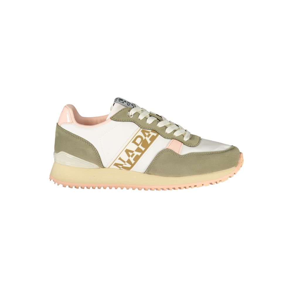 Athletic Sneakers by Napapijri for women in polyester blue, brown, pink & print presents a sleek silhouette, perfectly capturing the athletic style essence of Women's Athletic Polyester Sneakers with its sleek design and premium finish.