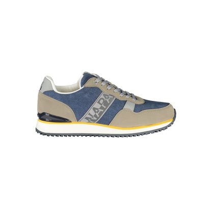 Athletic Sneakers by Napapijri for men in polyester blue, gray, ocher & print showcases an impeccable silhouette, defined by an impeccable athletic style design that perfectly captures the essence of the Men's Athletic Polyester Sneakers.