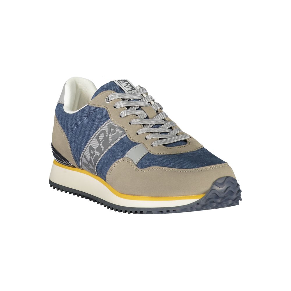 Athletic Sneakers Napapijri men polyester blue, gray, ocher & print featuring a avant-garde Men's Athletic Polyester Sneakers design with a avant-garde athletic style for a refined finish.
