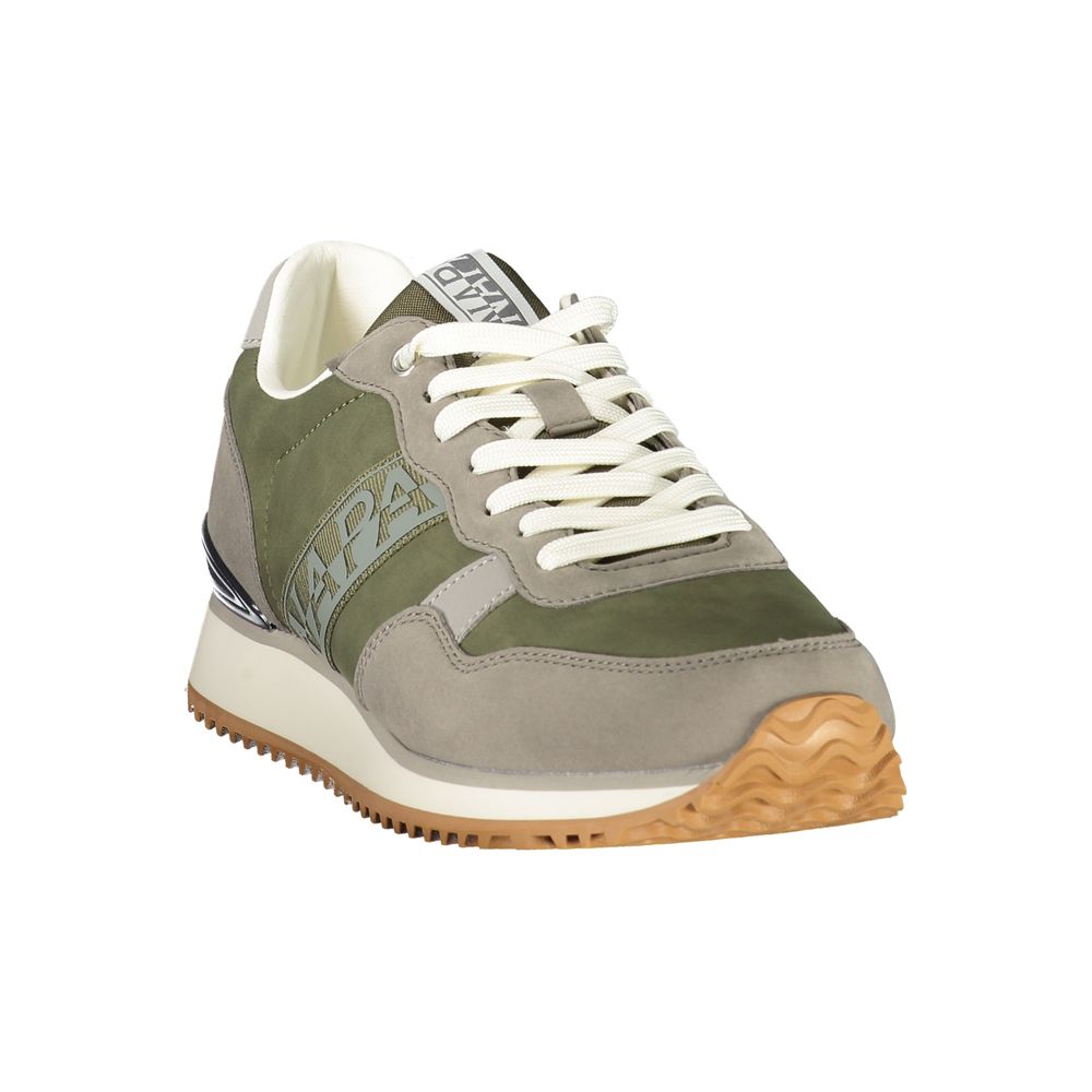 Athletic Sneakers Napapijri men polyester gray, green & print featuring a avant-garde Men's Athletic Polyester Sneakers design with a avant-garde athletic style for a refined finish.