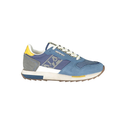 Athletic Sneakers by Napapijri for men in polyester blue, gray, yellow & print showcases an impeccable silhouette, defined by an impeccable athletic style design that perfectly captures the essence of the Men's Athletic Polyester Sneakers.