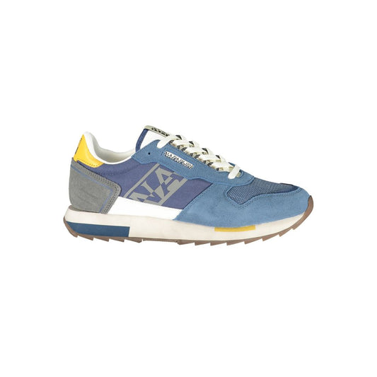 Athletic Sneakers by Napapijri for men in polyester blue, gray, yellow & print showcases an impeccable silhouette, defined by an impeccable athletic style design that perfectly captures the essence of the Men's Athletic Polyester Sneakers.