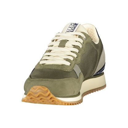 Athletic Sneakers by Napapijri for men in polyester blue, gray, green & print features an stately silhouette, showcasing the signature athletic style of the Men's Athletic Polyester Sneakers collection with a truly stately finish.