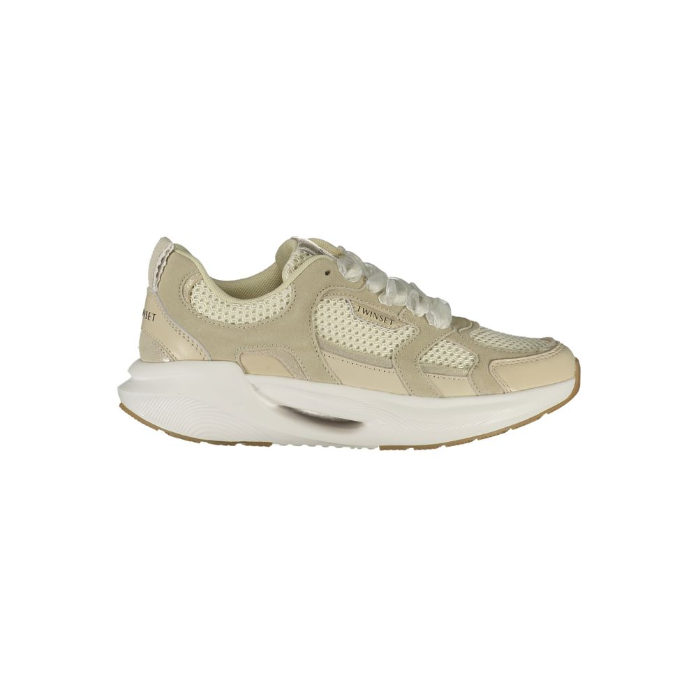 Athletic Sneakers by Twinset for women in polyester beige & print showcases an impeccable silhouette, defined by an impeccable athletic style design that perfectly captures the essence of the Women's Athletic Polyester Sneakers.