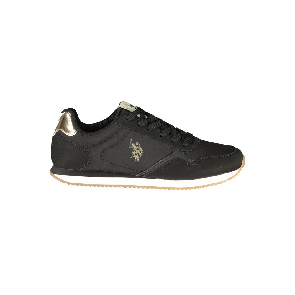 Athletic Sneakers U.S. POLO ASSN. women polyester & polyurethane black, gold & print featuring a avant-garde Women's Athletic Polyester & Polyurethane Sneakers design with a avant-garde athletic style for a refined finish.