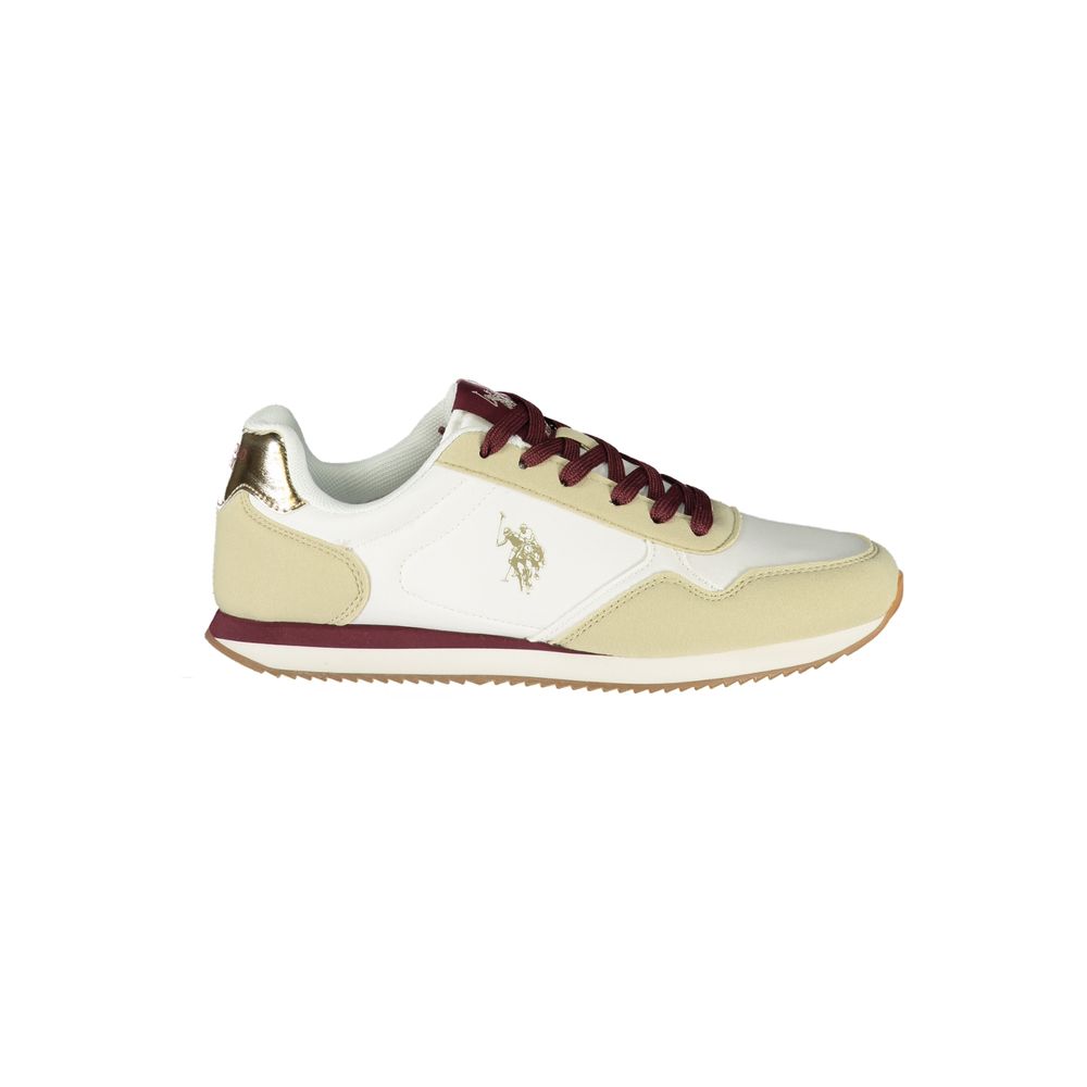 Athletic Sneakers by U.S. POLO ASSN. for women in polyester & polyurethane beige, blue, gold, white & signature showcases an impeccable silhouette, defined by an impeccable athletic style design that perfectly captures the essence of the Women's Athletic Polyester & Polyurethane Sneakers.