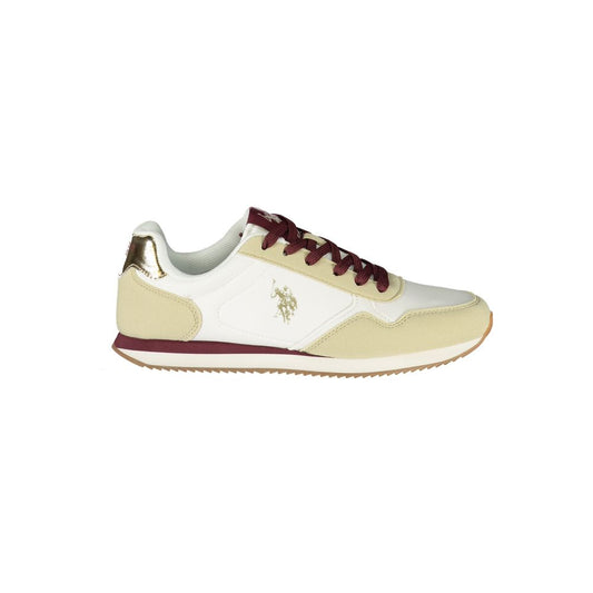 Athletic Sneakers by U.S. POLO ASSN. for women in polyester & polyurethane beige, blue, gold, white & signature showcases an impeccable silhouette, defined by an impeccable athletic style design that perfectly captures the essence of the Women's Athletic Polyester & Polyurethane Sneakers.