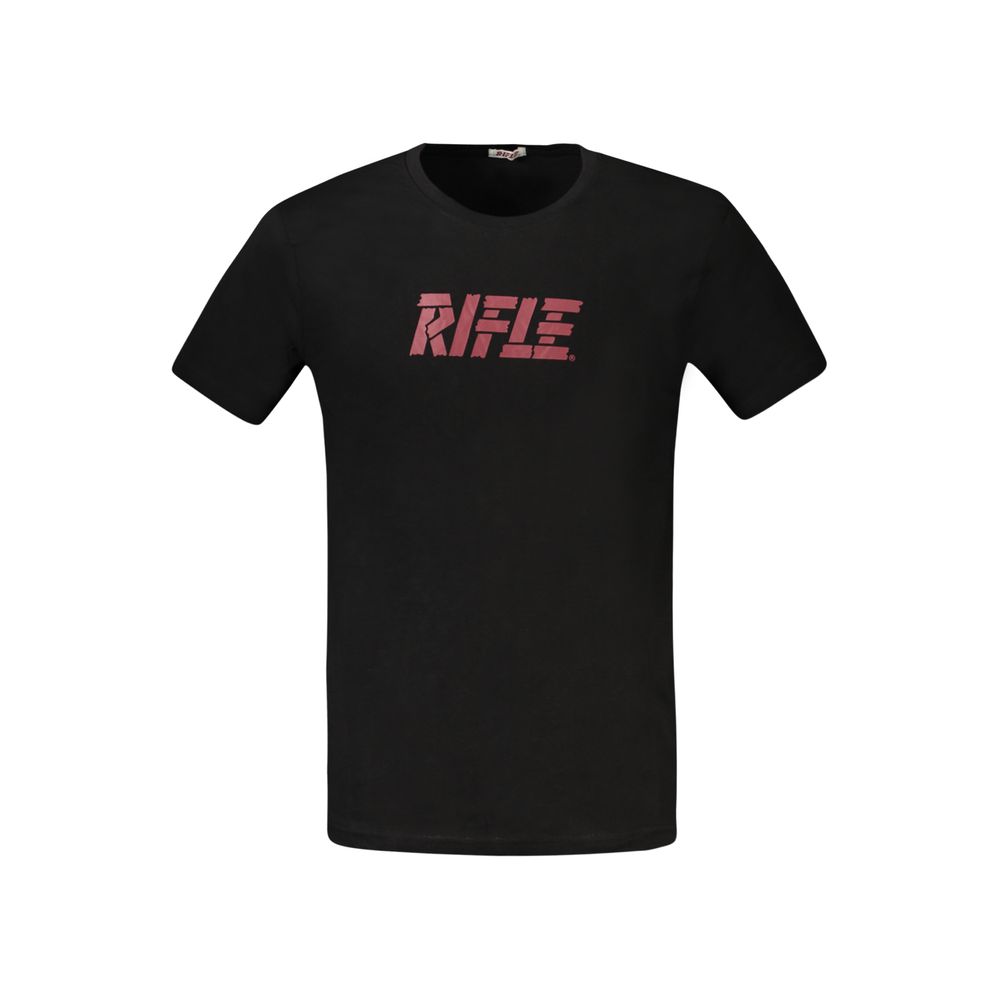 T-Shirt by Rifle for men in cotton black & print features an on trend silhouette, perfectly showcasing a on trend short-sleeve and crew neckline for an elevated aesthetic.