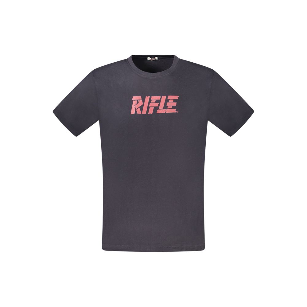 T-Shirt by Rifle for men in cotton blue features an edgy silhouette, meticulously detailed with a sophisticated short-sleeve and crew neckline for a truly edgy finish.