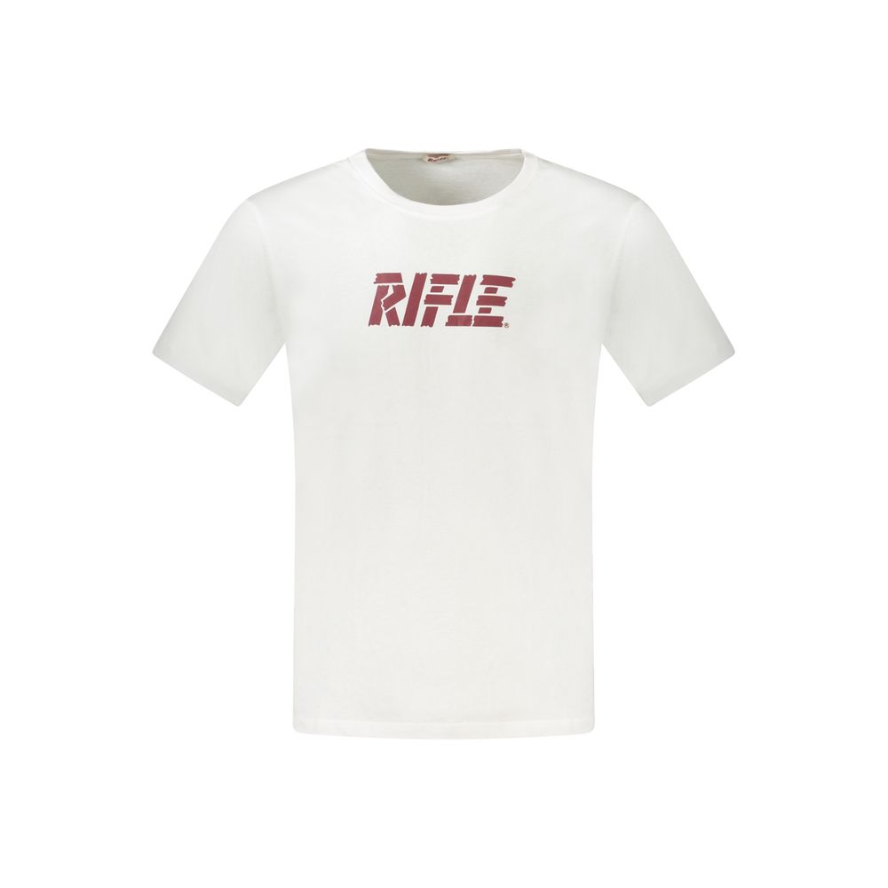 T-Shirt by Rifle for men in cotton blue, white & print showcases a chic silhouette, artfully detailed with a chic crew neckline and short-sleeve for a chic finish.