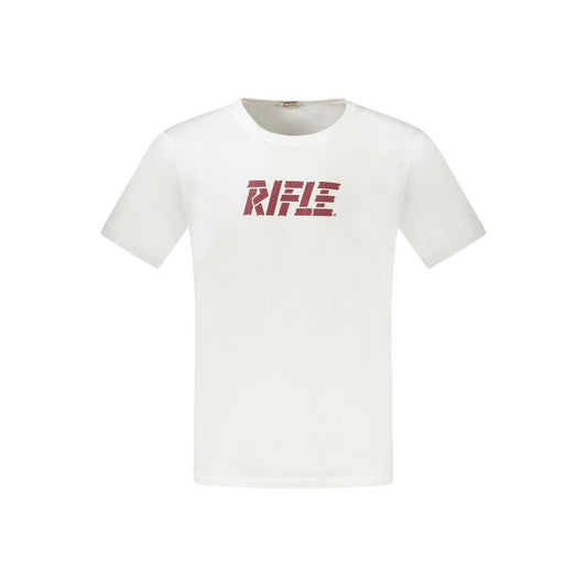 T-Shirt by Rifle for men in cotton blue, white & print showcases a chic silhouette, artfully detailed with a chic crew neckline and short-sleeve for a chic finish.