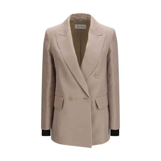 Tuxedo by Max Mara for women in silk beige presents a elite silhouette, showcasing a sophisticated and elite regular-fit for a refined, high-fashion aesthetic.