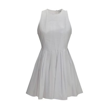 Dress by Max Mara for women in cotton white presents a sinuous silhouette, showcasing a sophisticated and sleeveless detailed with a sinuous short for a refined finish.