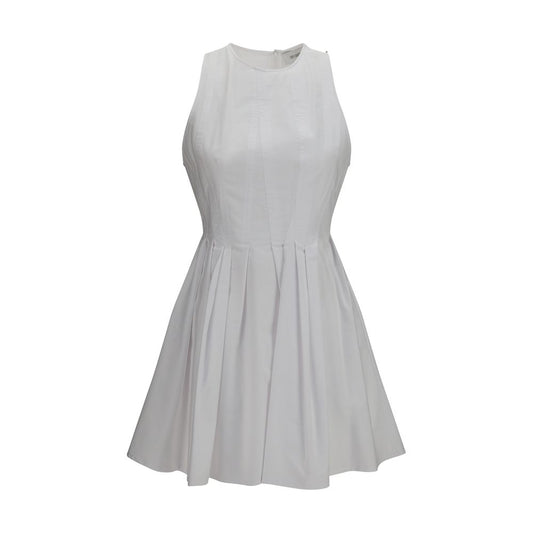Dress by Max Mara for women in cotton white presents a sinuous silhouette, showcasing a sophisticated and sleeveless detailed with a sinuous short for a refined finish.
