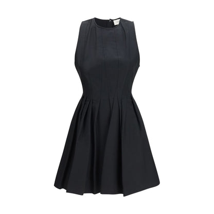Dress by Max Mara for women in cotton black features a dramatic silhouette, showcasing an elegant and sleeveless that flows into a dramatic short.