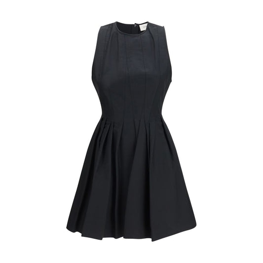 Dress by Max Mara for women in cotton black features a dramatic silhouette, showcasing an elegant and sleeveless that flows into a dramatic short.