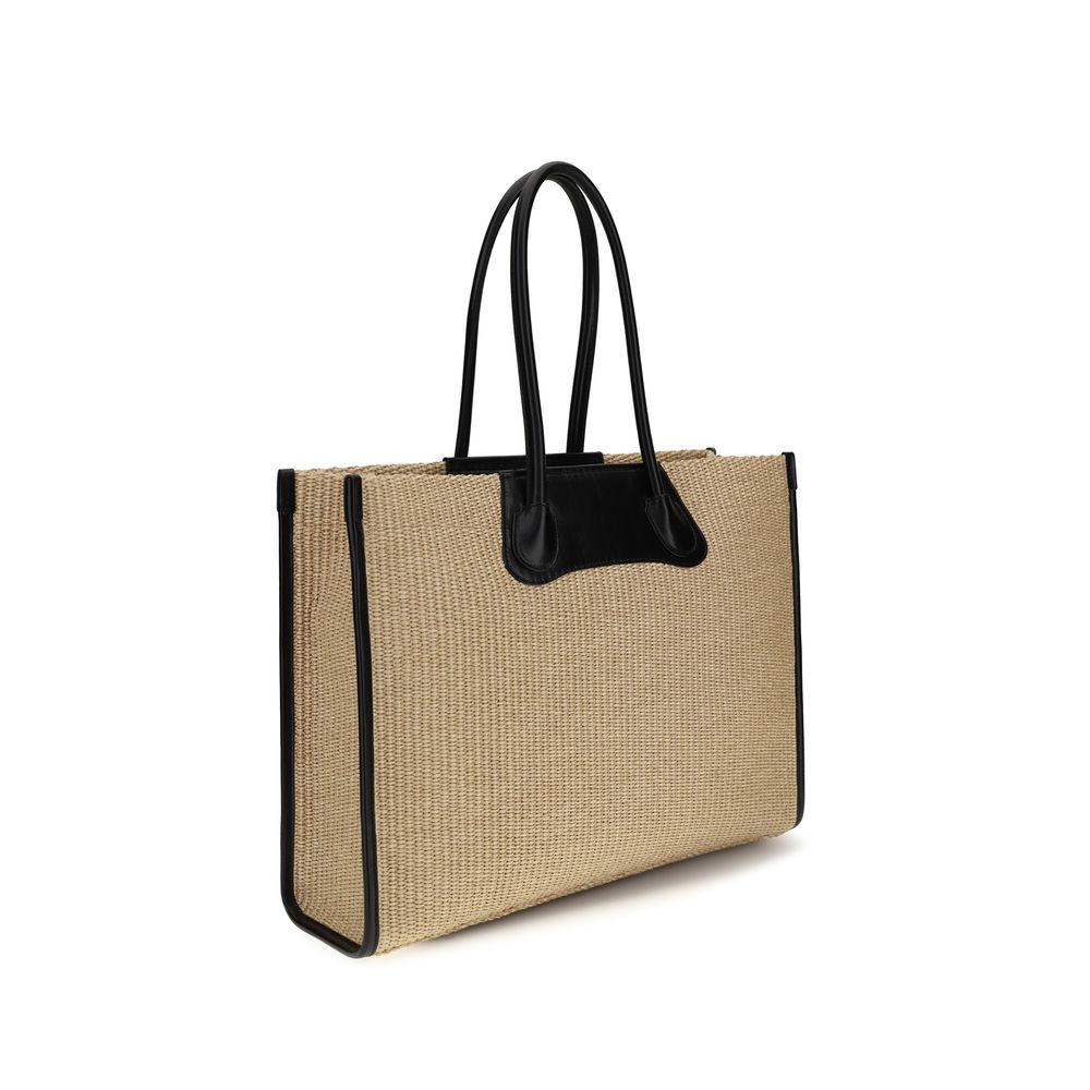 Tote Shoulder Bag by Vivienne Westwood for women in raffia polyurethane leather beige features a effortless chic silhouette with a secure zipper & magnetic, ample , and versatile handle for a effortless chic finish.