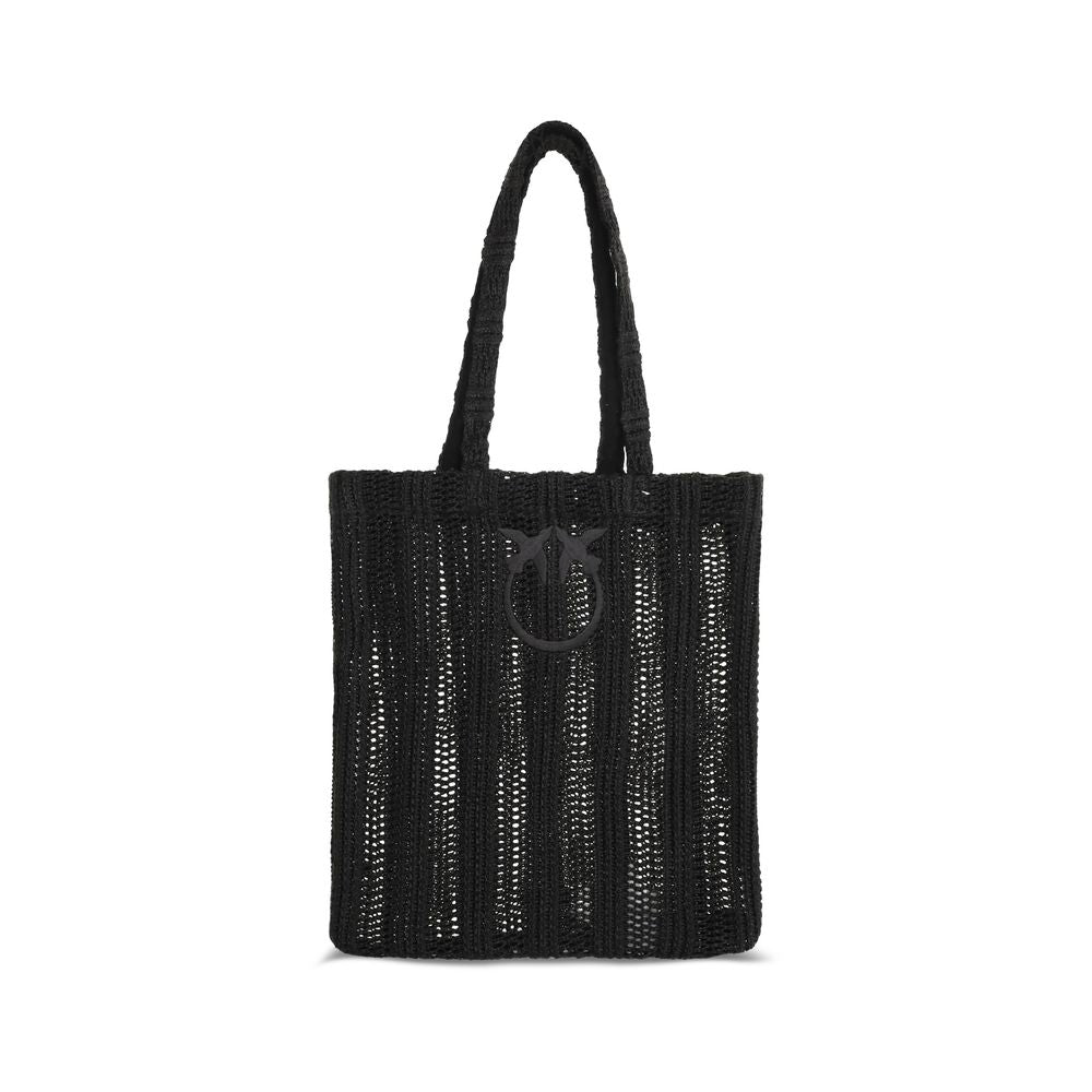 Quilted Shoulder Bag by PINKO for women in raffia black showcases a enviable silhouette, artfully detailed with a secure , organized , and versatile shoulder-strap & handle for a enviable look.