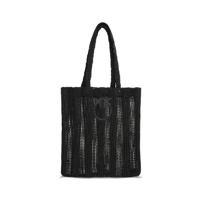 Quilted Shoulder Bag by PINKO for women in raffia black showcases a enviable silhouette, artfully detailed with a secure , organized , and versatile shoulder-strap & handle for a enviable look.