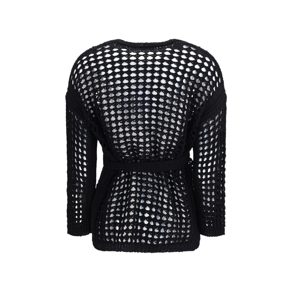 Cardigan by Max Mara Pure for women in wool cotton black showcases a luxurious silhouette, meticulously detailed with a sophisticated and for a refined finish.