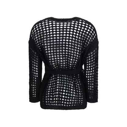 Cardigan by Max Mara Pure for women in wool cotton black showcases a luxurious silhouette, meticulously detailed with a sophisticated and for a refined finish.