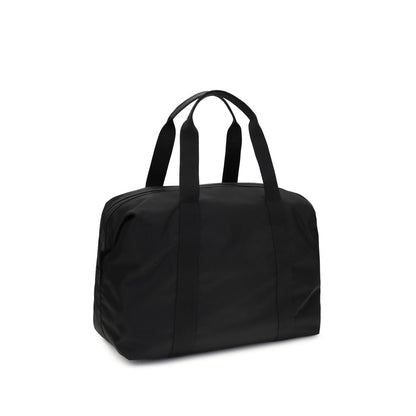 Travel Duffel Bag by Prada for men in polyamide & bos taurus calf leather black & signature features an unassuming Polyamide & Bos Taurus Calf Leather Travel Duffel Bag design with a secure , ample , and versatile for a truly unassuming finish.