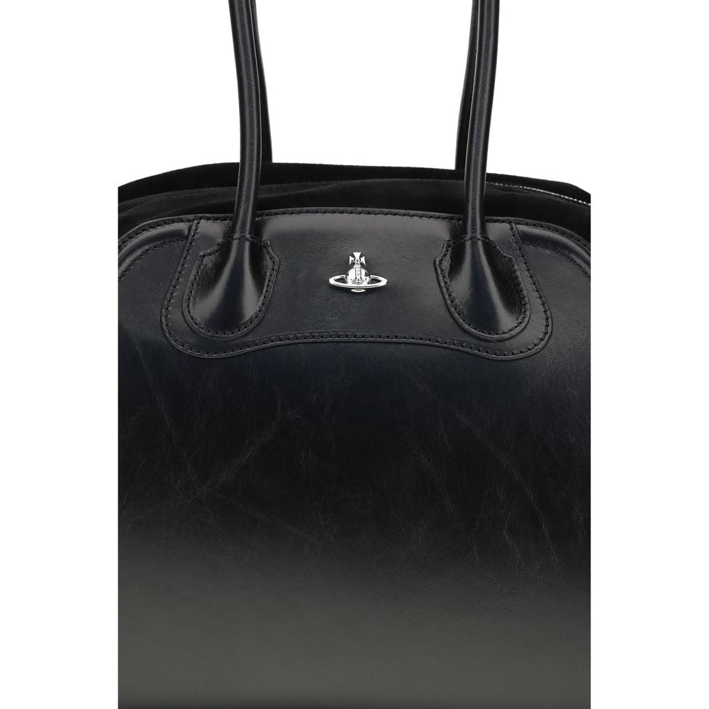 Shoulder Bag by Vivienne Westwood for women in bos taurus calf leather black features an effortlessly chic silhouette with a secure zipper, ample , and versatile shoulder-strap & handle for effortlessly chic everyday luxury.