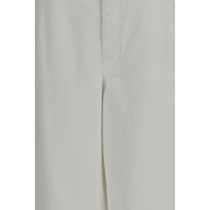 Casual Pants by Brunello Cucinelli for women in cotton white features a polished silhouette with a polished wide & oversized, reaching a polished long and finished with a polished .