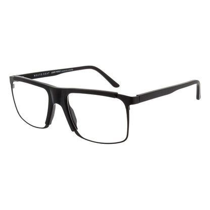 Eyeglasses Frames by Andy Wolf for men in metal black features an refined silhouette, showcasing a sophisticated black coloured frame and refined full-frame frame design for a refined look.