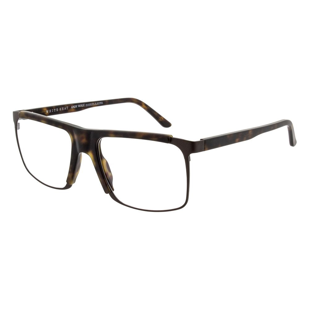 Eyeglasses Frames by Andy Wolf for men in brown showcases a reflective silhouette, artfully incorporating a sophisticated brown coloured frame with a distinct full-frame frame design.