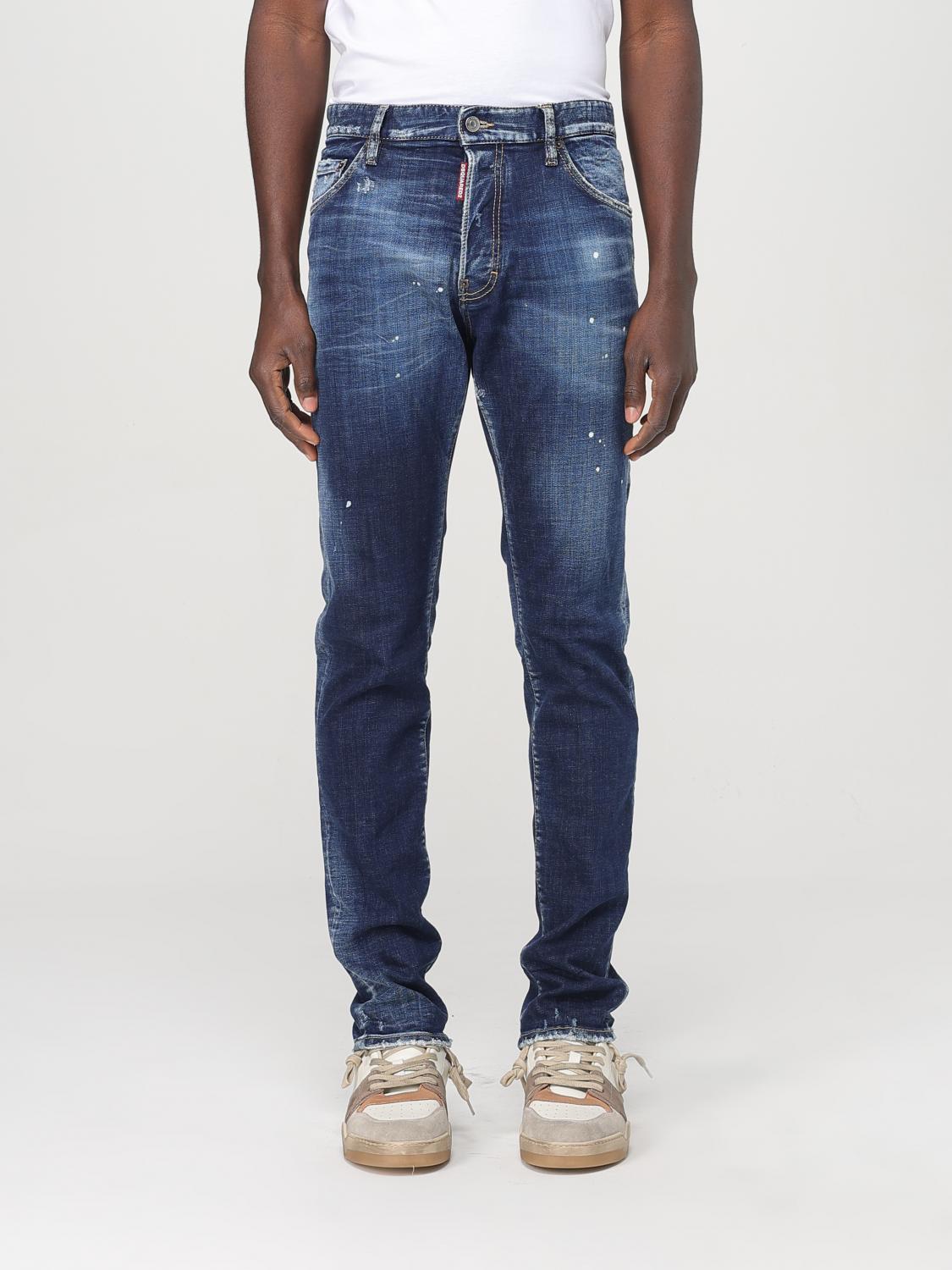 Jeans by Dsquared² for men in denim cotton blue features an sophisticated and skinny & relaxed-fit with a precise long, creating a sophisticated and sophisticated silhouette.