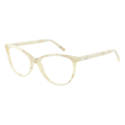 Eyeglasses Frames by Andy Wolf for women in beige features an refined silhouette, showcasing the refined cream coloured frame and sophisticated full-frame frame design.