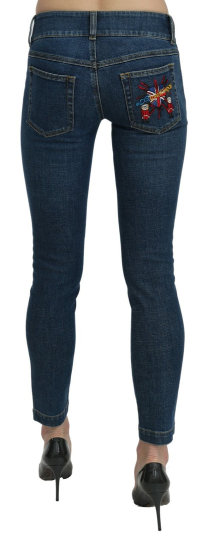 Dolce & Gabbana Blue Slim Fit Cropped Mid Waist Denim Jeans