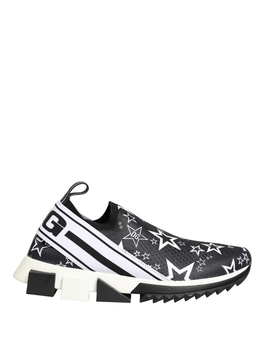 Dolce & Gabbana Women's Low Top Polyester Polyurethane & Viscose Athletic Sneakers - Black White Patterned Striped