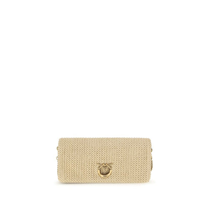 Medium Crossbody Shoulder Bag by PINKO for women in polyester polypropylene suede leather & raffia beige & signature features a effortless sophistication silhouette, secured by a magnetic with ample and versatile crossbody-strap, shoulder-strap, adjustable-strap & handle for a effortless sophistication finish.